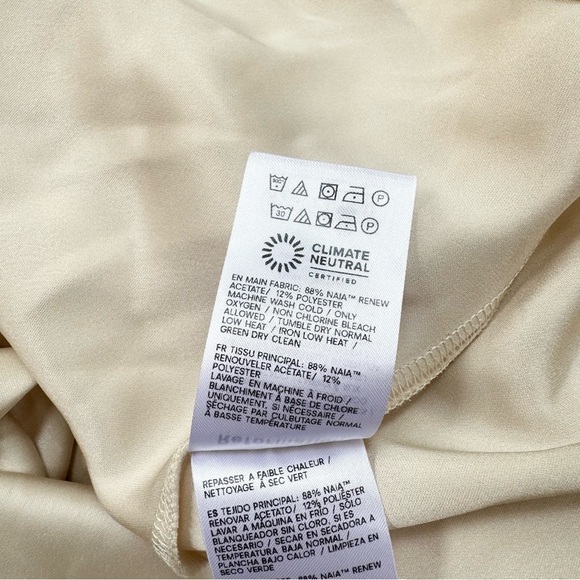 NWT Reformation Pike Satin Dress Mini Short Long Sleeve Almond Cream Medium - Picture 13 of 16